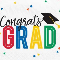 Multicolor Congrats Grad Paper Beverage Napkins, 5in, 40ct - Colorful Future