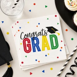Multicolor Congrats Grad Paper Beverage Napkins, 5in, 40ct - Colorful Future