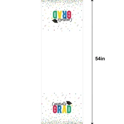 Multicolor Congrats Grad Plastic Table Cover, 54in x 102in - Colorful Future