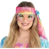 Multicolor Tie Dye Hippie Peace Sign Glasses
