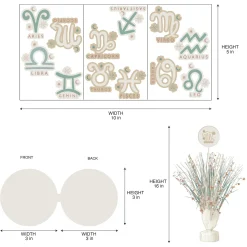 Mystical Astrology Table Centerpiece with Zodiac Signs - Foil Spray, 18in