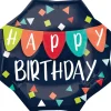Navy Confetti Happy Birthday Foil Balloon with Banner, 22in