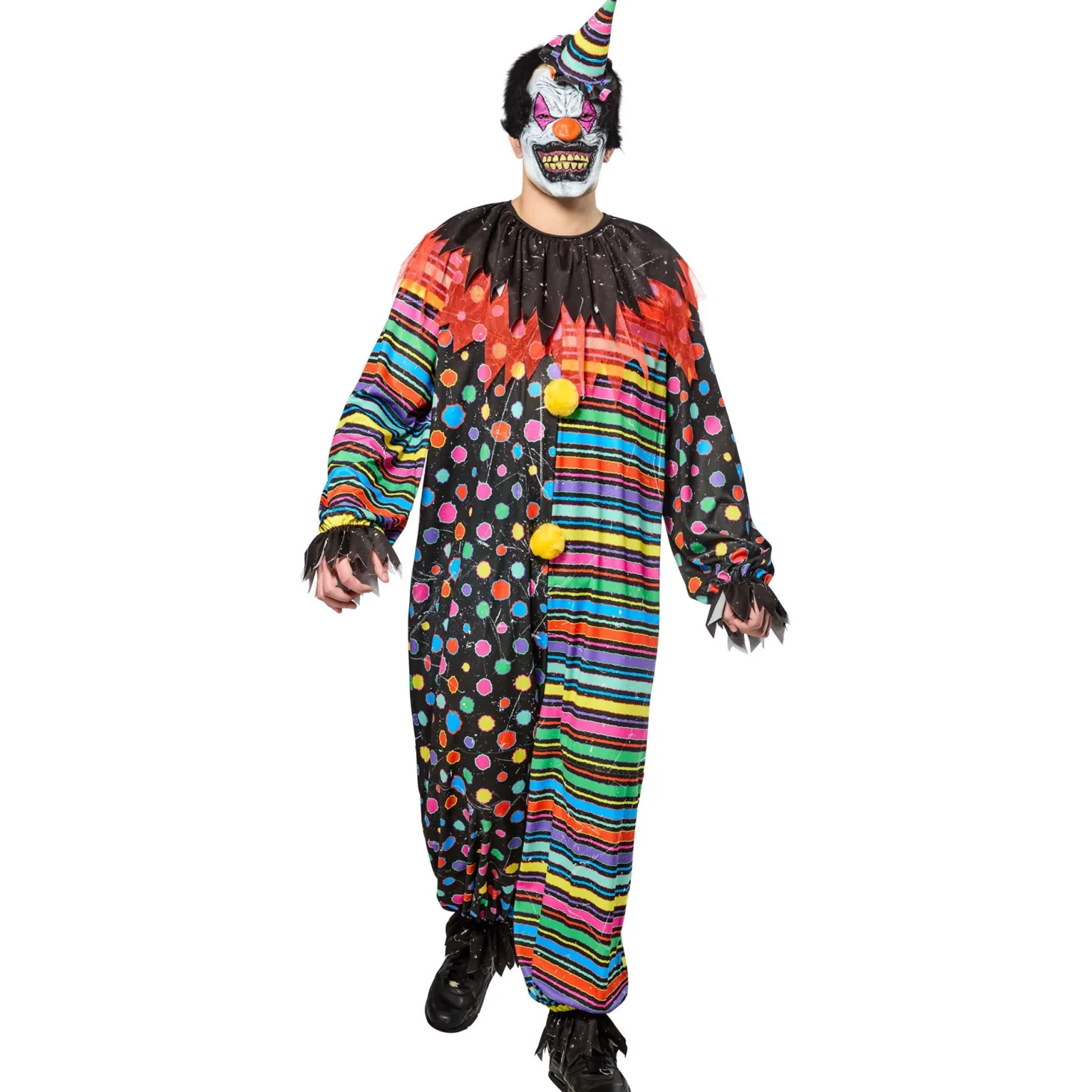 Neon Creepy Clown Costume for Men