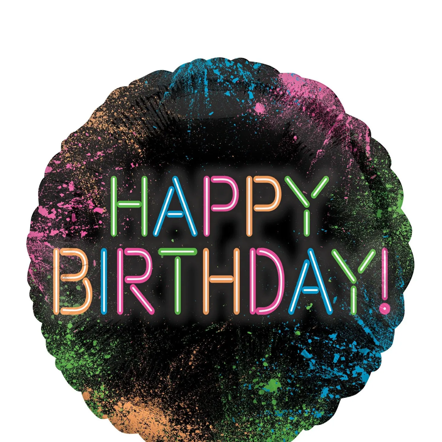 Neon Happy Birthday Foil Balloon, 18in - Let's Glow Crazy