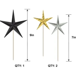 New Year's Eve 3D Star Centerpiece Picks, 3pc