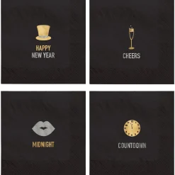 New Year's Eve Edgy Bar Paper Beverage Napkins, 5in, 50ct