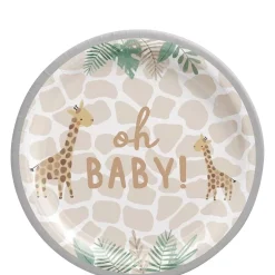 Oh Baby Soft Jungle Baby Shower Paper Dessert Plates, 7in, 8ct
