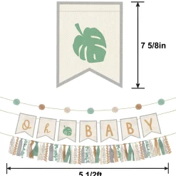 Oh Baby Soft Jungle Baby Shower Fabric Banner Set, 3pc, 5.3ft