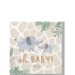 Oh Baby Soft Jungle Baby Shower Paper Beverage Napkins, 5in, 16ct