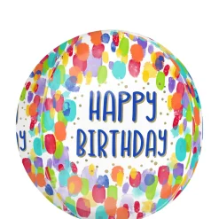 Painterly Dots Happy Birthday Orbz Balloon, 15in x 16in