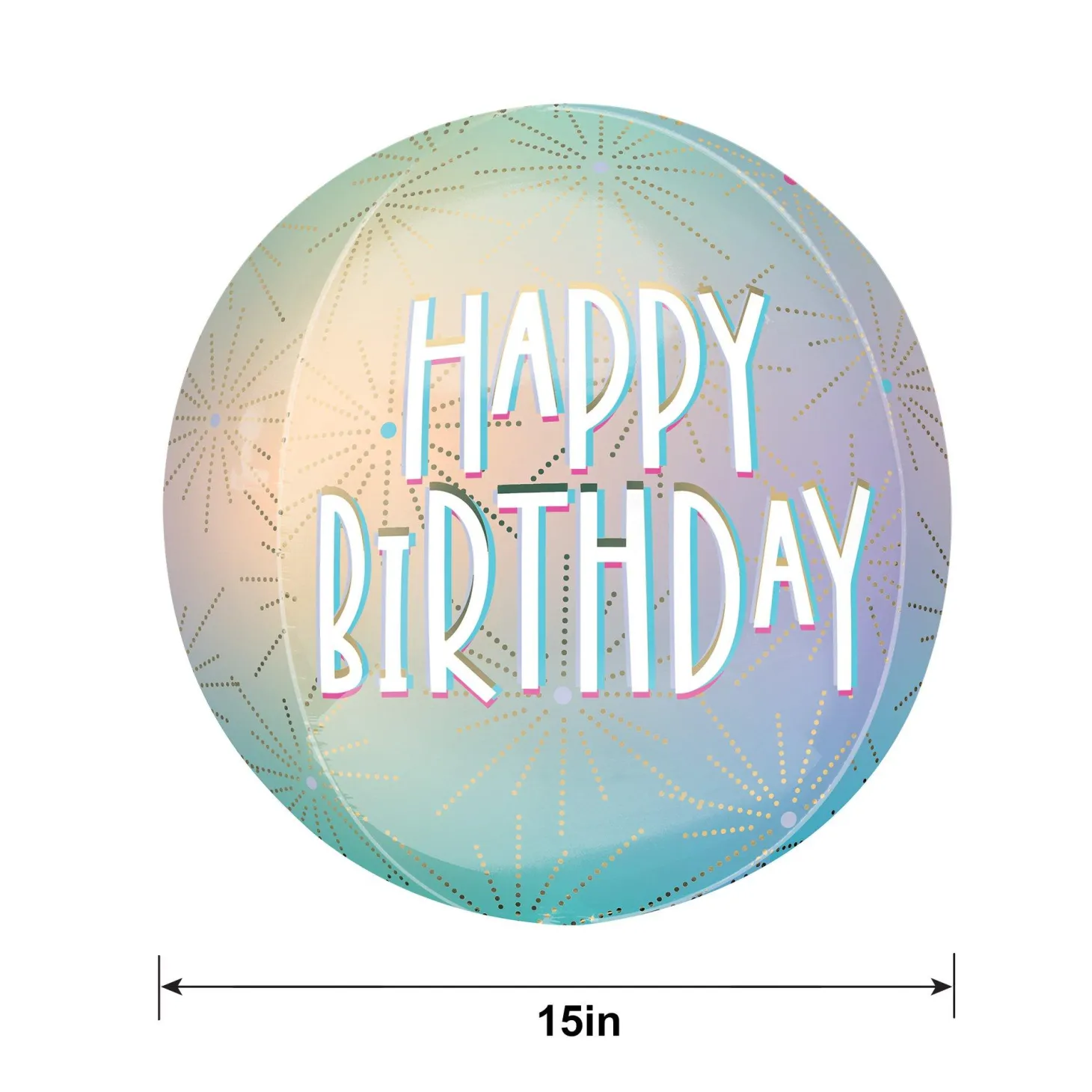 Pastel Dream Happy Birthday Orbz Balloon, 15in x 16in