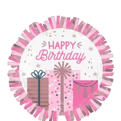 Pastel Pink Happy Birthday Presents Foil Balloon, 24in