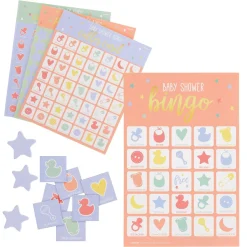 Pastel Stars Bingo Baby Shower Game, 16 Players