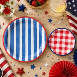 Patriotic Patchwork Paper Plates, 8ct, Assorted Options
