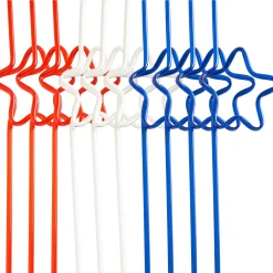 Patriotic Red, White & Blue Star Silly Straws 10ct