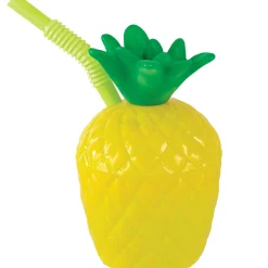 Pineapple Plastic Cup with Straw, 10oz
