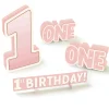 Pink 1st Birthday Cardstock Table Decorations, 4p