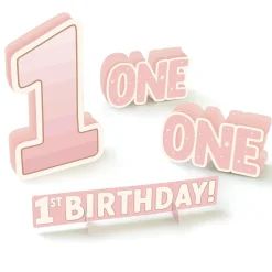 Pink 1st Birthday Cardstock Table Decorations, 4p