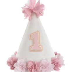 Pink 1st Birthday Flower Hat, 7in