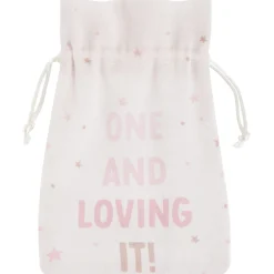 Pink & Taupe 1st Birthday Fabric Favor Pouch