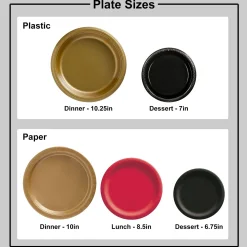 Plastic Dinner Plates, 10.25in, Assorted Colors, Multiple Counts