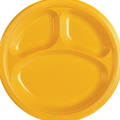 Plastic Divided Dinner Plates, 10.25in, Assorted Colors, Multiple Counts