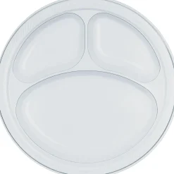 Plastic Divided Dinner Plates, 10.25in, Assorted Colors, Multiple Counts
