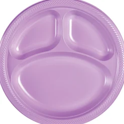 Plastic Divided Dinner Plates, 10.25in, Assorted Colors, Multiple Counts