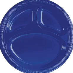 Plastic Divided Dinner Plates, 10.25in, Assorted Colors, Multiple Counts