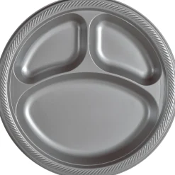 Plastic Divided Dinner Plates, 10.25in, Assorted Colors, Multiple Counts