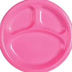 Plastic Divided Dinner Plates, 10.25in, Assorted Colors, Multiple Counts