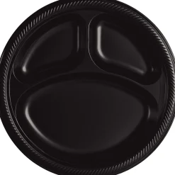Plastic Divided Dinner Plates, 10.25in, Assorted Colors, Multiple Counts