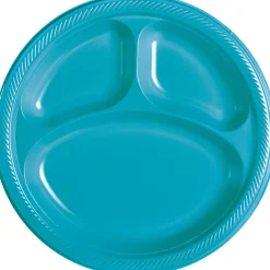 Plastic Divided Dinner Plates, 10.25in, Assorted Colors, Multiple Counts