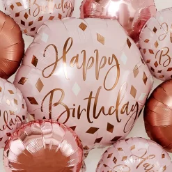 Premium Blush Birthday Foil Balloon Bouquet, 7pc