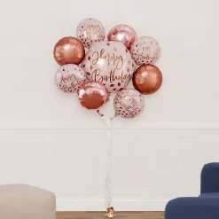 Premium Blush Birthday Foil Balloon Bouquet, 7pc