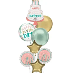 Premium Happy Cake Day Birthday Foil Balloon Bouquet, 8pc