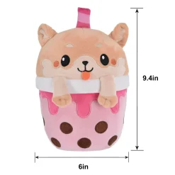 Puppy Bubble Tea Plush, 6in x 9.4in