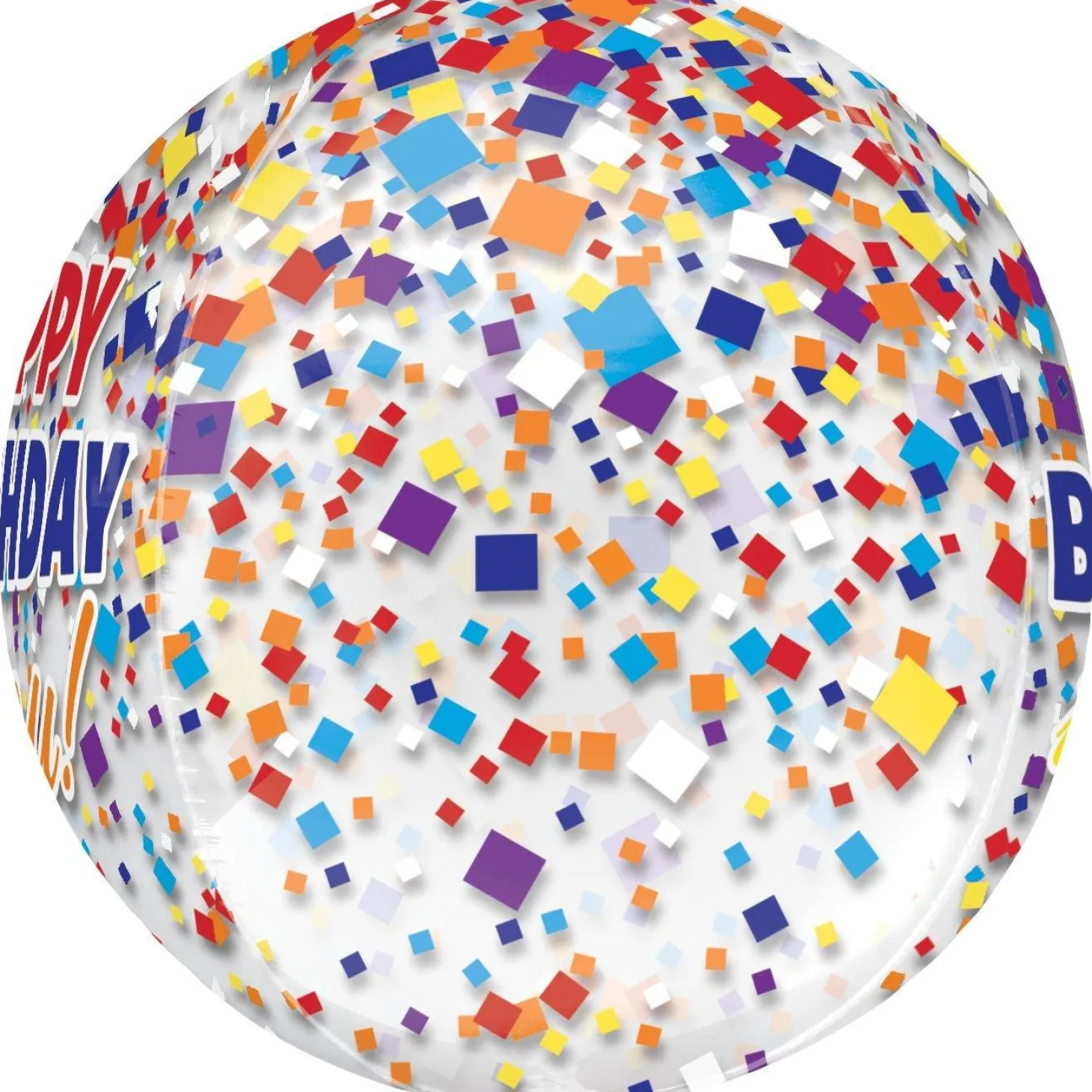 Rainbow-fetti Happy Birthday Balloon - See Thru Orbz
