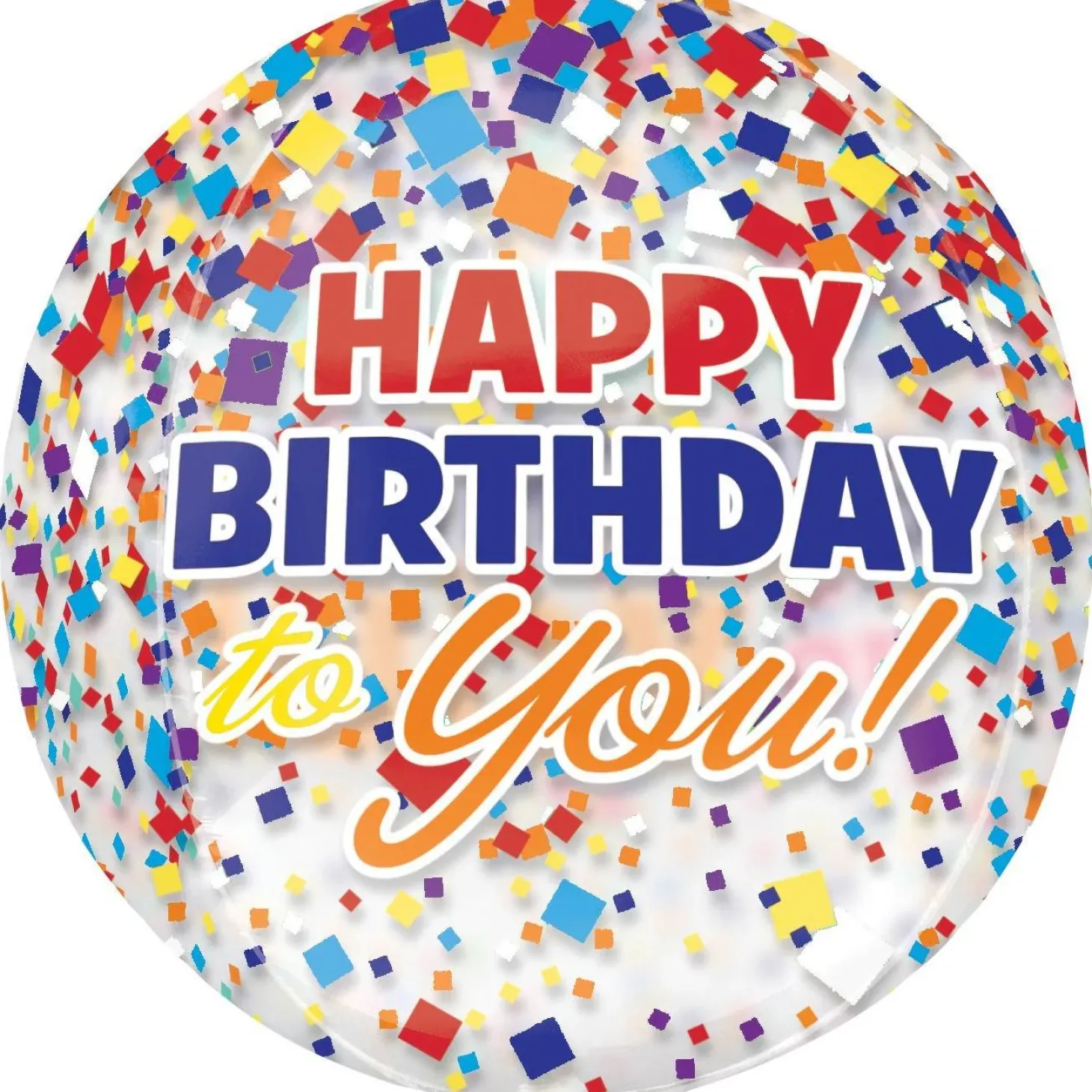 Rainbow-fetti Happy Birthday Balloon - See Thru Orbz