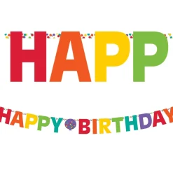 Rainbow Party Balloons Happy Birthday Letter Banner