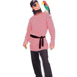 Red and White Striped Pirate Shirt – Adult