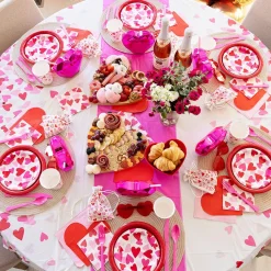 Red Heart-Shaped Paper Lunch Napkins, 6.4in, 16ct - Cross My Heart