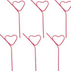 Red Heart-Shaped Plastic Silly Straws, 10ct