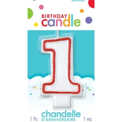 Red Outline Birthday Number (0-9) Candle, 3in
