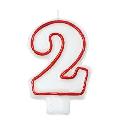 Red Outline Birthday Number (0-9) Candle, 3in