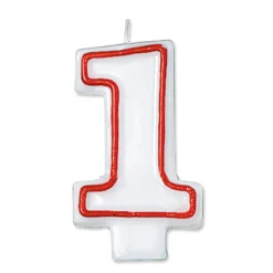 Red Outline Birthday Number (0-9) Candle, 3in