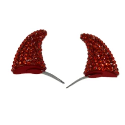 Red Rhinestone Clip-On Devil Horns