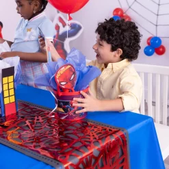 Red Spider & Web Foil Table Runner, 11.4in x 72in - Spider-Man Webbed Wonder