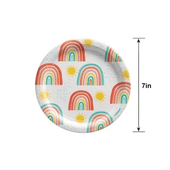 Retro Rainbow Dessert Plates, 7in, 8ct