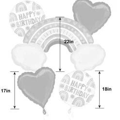 Retro Rainbow Foil Balloon Bouquet, 5pc
